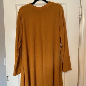 Retro Mustard Long Sleeve Sweater Dress